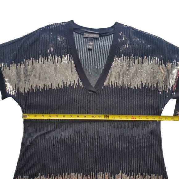 I.N.C International Concepts Women's Sequin V-Neck Pullover Sheer Top Size XL - Picture 5 of 12